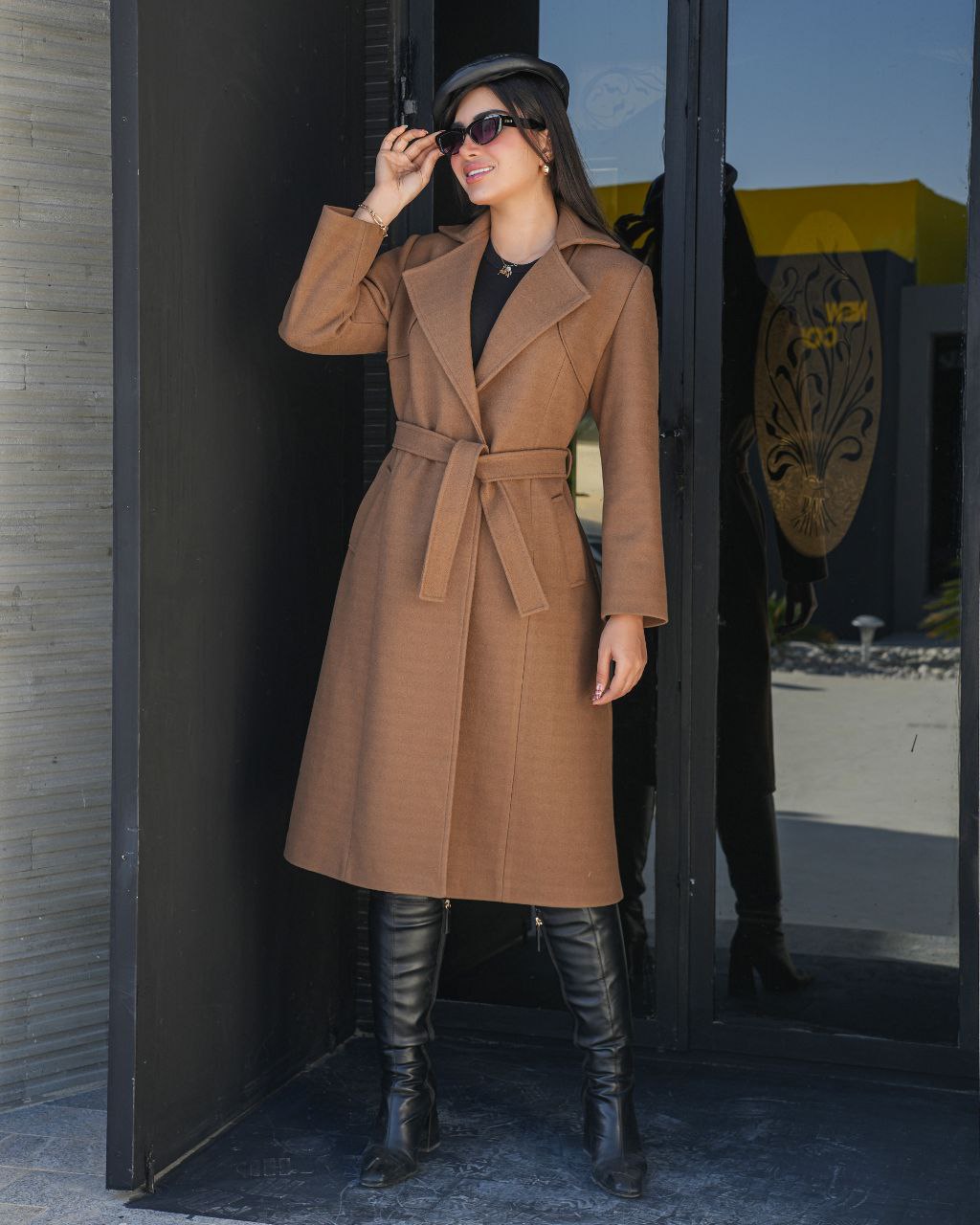 پالتو بلند زنانه کمردار فوتر