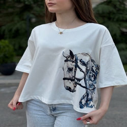 تیشرت باکسی زنانه طرح Majestic